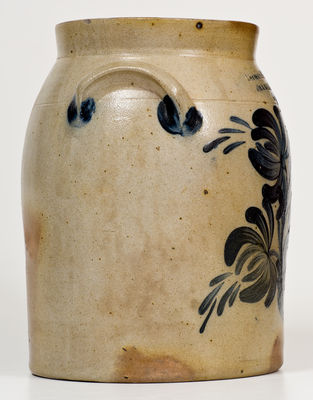 Fine COWDEN & WILCOX / HARRISBURG, PA Stoneware Jar w/ Elaborate Cobalt Floral Decoration