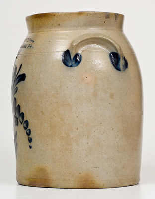 Fine COWDEN & WILCOX / HARRISBURG, PA Stoneware Jar w/ Elaborate Cobalt Floral Decoration