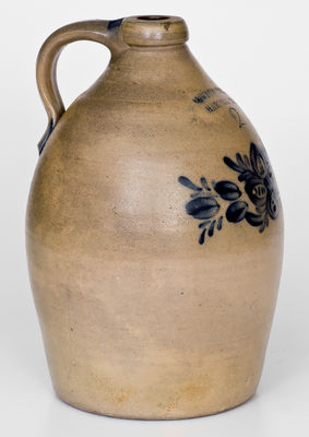 Fine COWDEN & WILCOX / HARRISBURG, PA Stoneware Jug w/ Elaborate Floral Decoration