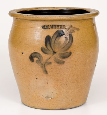 One-Gallon WM. MOYER (Harrisburg, PA) Stoneware Jar w/ Cobalt Floral Decoration