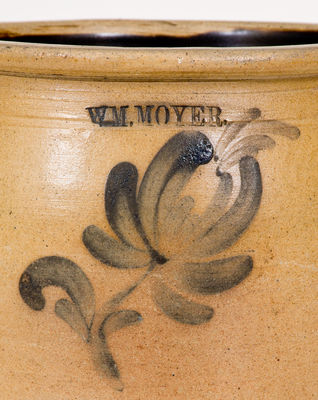 One-Gallon WM. MOYER (Harrisburg, PA) Stoneware Jar w/ Cobalt Floral Decoration