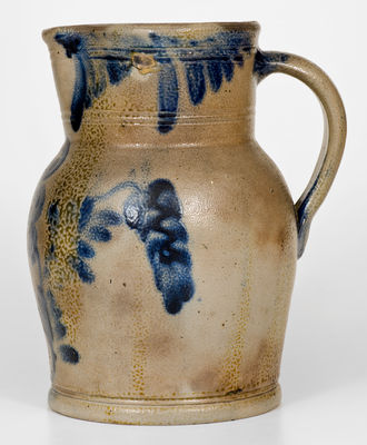 Attrib. Henry H. Remmey, Philadelphia Stoneware Pitcher w/ Elaborate Floral Decoration