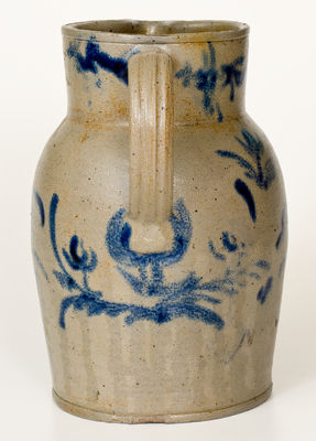 One-Gallon Baltimore Stoneware Pitcher w/ Elaborate Cobalt Floral Decoration, c1825