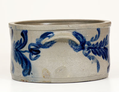 One-Gallon Baltimore Stoneware Cake Crock w/ Elaborate Cobalt Floral Decoration