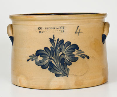 Scarce Four-Gallon COWDEN & WILCOX / HARRISBURG, PA Stoneware Cake Crock