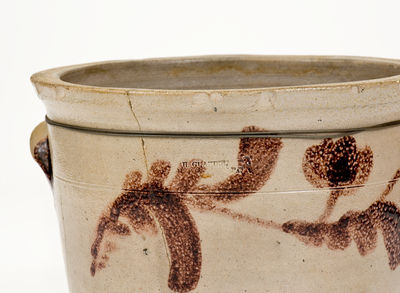 Rare One-Gallon H. GLAZIER. / HUNTINGDON, PA Stoneware Pan w/ Mulberry Slip Decoration