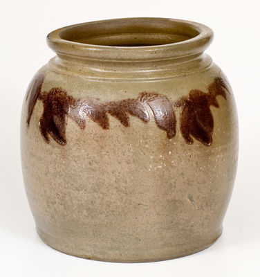 Extremely Rare att. Henry Glazer (Huntingdon, PA) Ovoid Stoneware Jar w/ Mulberry Slip Decoration