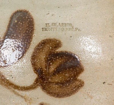 Scarce H. GLAZIER, / HUNTINGDON, PA Three-Gallon Stoneware Jar w/ Brown Slip Decoration