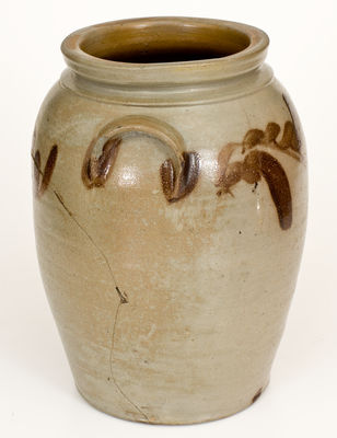 Scarce H. GLAZIER, / HUNTINGDON, PA Three-Gallon Stoneware Jar w/ Brown Slip Decoration