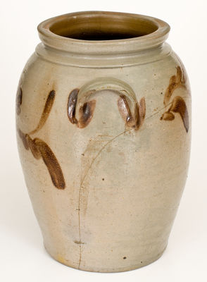 Scarce H. GLAZIER, / HUNTINGDON, PA Three-Gallon Stoneware Jar w/ Brown Slip Decoration