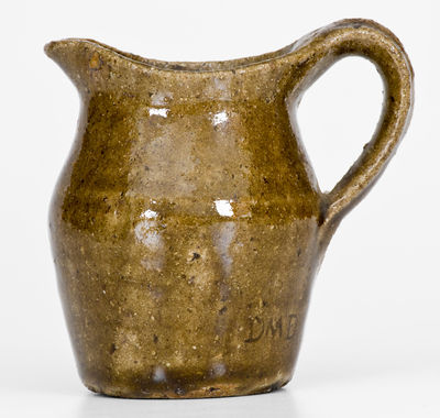 Rare Miniature Alkaline-Glazed Pitcher Impressed DMD (David M. Donkel, Buncombe County, NC)