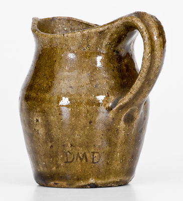 Rare Miniature Alkaline-Glazed Pitcher Impressed DMD (David M. Donkel, Buncombe County, NC)