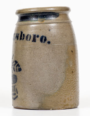 Rare Greensboro, PA Stoneware Canning Jar w/ Hanging Thistle Decoration