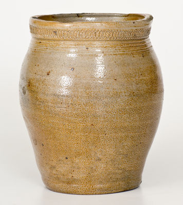 Very Rare WARNE & LETTs 1807 (South Amboy, NJ) Stoneware Jar w/ Impressed Bird Design