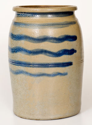 Two-Gallon Western PA Stoneware Jar w/ Freehand Stripe Decoration
