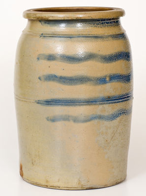 Two-Gallon Western PA Stoneware Jar w/ Freehand Stripe Decoration