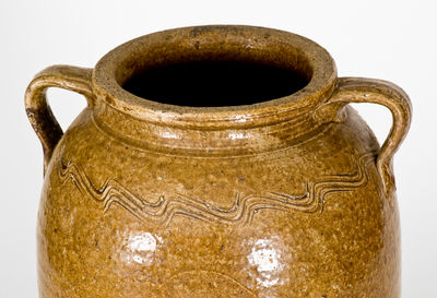 Exceptional Lanier County, GA Alkaline-Glazed Stoneware Jar w/ 