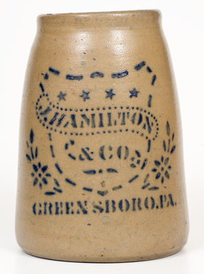 Large-Sized J. HAMILTON & CO. / GREENSBORO, PA Stoneware Canning Jar