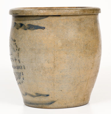 One-Gallon HAMILTON & JONES / GREENSBORO, PA Cobalt-Decorated Stoneware Jar
