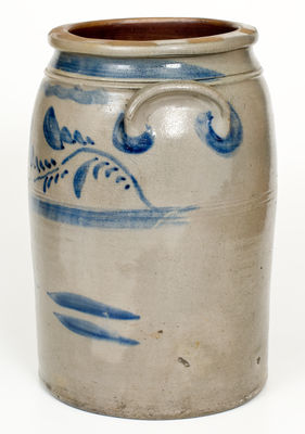 Four-Gallon Greensboro, PA Stoneware Jar w/ Freehand Cobalt Decoration