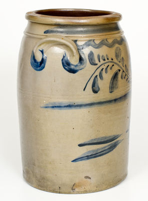 Four-Gallon Greensboro, PA Stoneware Jar w/ Freehand Cobalt Decoration
