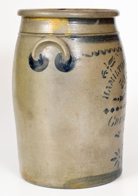 Five-Gallon HAMILTON & JONES / GREENSBORO / PA Cobalt-Decorated Stoneware Jar