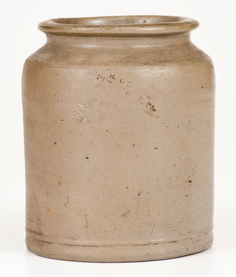 Extremely Rare H. GLAZIER / HUNTINGDON, PA Small-Sized Stoneware Jar