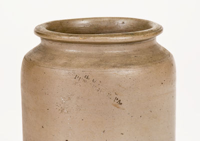 Extremely Rare H. GLAZIER / HUNTINGDON, PA Small-Sized Stoneware Jar