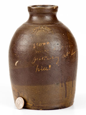 Exceedingly Rare A. DOLLISON (Ohio) Civil War Stoneware Jar: 