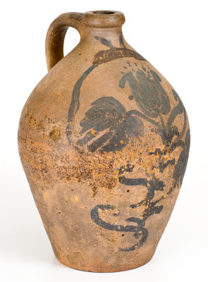 Very Rare A.E. SPENCER (Portage County, Ohio) Stoneware Jug w/ Cobalt and Manganese Decoration