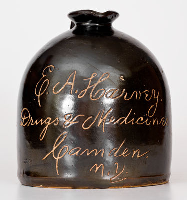 Camden, New York Stoneware Script Syrup Jug