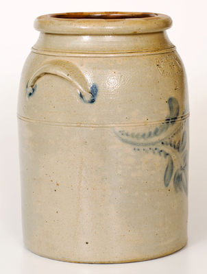 Two-Gallon D.P. SHENFELDER / READING, PA Stoneware Jar w/ Cobalt Floral Decoration