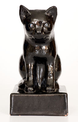 Large Glazed Stoneware Figure of a Cat, attrib. Peters and Reed, Zanesville, Ohio