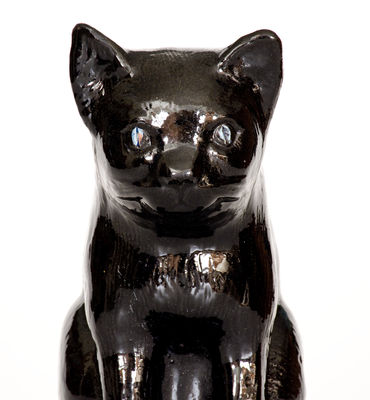 Large Glazed Stoneware Figure of a Cat, attrib. Peters and Reed, Zanesville, Ohio