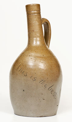 Very Rare Stoneware Pinched Jug, Inscribed "This is the best," attrib. Perine Pottery, Baltimore, MD
