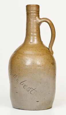 Very Rare Stoneware Pinched Jug, Inscribed 