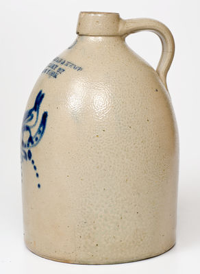 New York City Stoneware Advertising Jug w/ Bird Decoration, att. Vaupel, Williamsburg, Brooklyn, NY