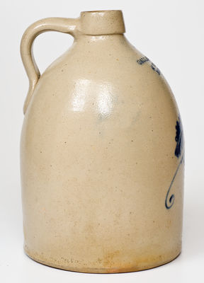 New York City Stoneware Advertising Jug w/ Bird Decoration, att. Vaupel, Williamsburg, Brooklyn, NY