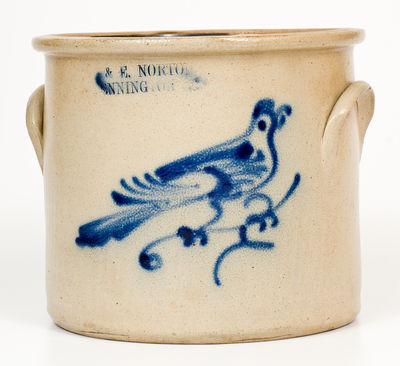 One-Gallon J. &. E. NORTON / BENNINGTON, VT Stoneware Bird Crock