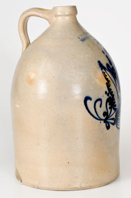 Rare Three-Gallon J. NORTON & CO: / BENNINGTON, VT Stoneware Jug w/ Elaborate Floral Decoration