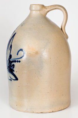 Rare Three-Gallon J. NORTON & CO: / BENNINGTON, VT Stoneware Jug w/ Elaborate Floral Decoration