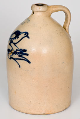 Rare J. & E. NORTON / BENNINGTON, VT Stoneware Jug with Cobalt Bird-on-Branch Decoration