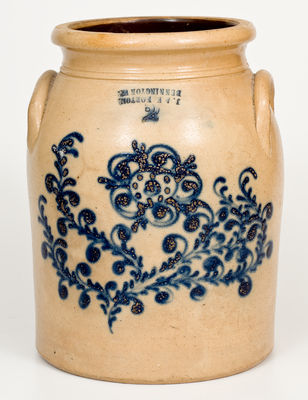 Two-Gallon J. & E. NORTON / BENNINGTON, VT Stoneware Jar w/ Elaborate Cobalt Floral Design