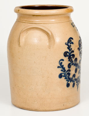 Two-Gallon J. & E. NORTON / BENNINGTON, VT Stoneware Jar w/ Elaborate Cobalt Floral Design