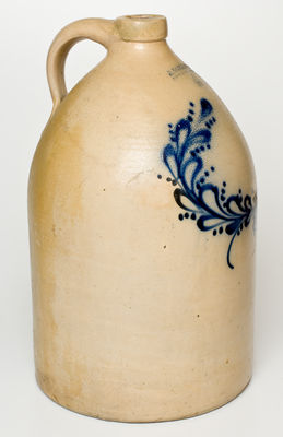 Four-Gallon J. NORTON & CO. / BENNINGTON, VT Stoneware Jug w/ Cobalt Wreath