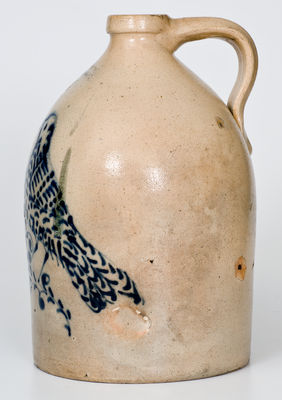 Rare and Fine J. & E. NORTON / BENNINGTON, VT Jug w/ Elaborate Bird-and-Floral Decoration