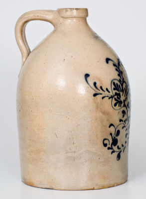 Rare and Fine J. & E. NORTON / BENNINGTON, VT Jug w/ Elaborate Bird-and-Floral Decoration