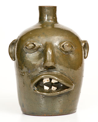 BROWN POTTERY (Arden, NC, circa 1930) Stoneware Face Jug