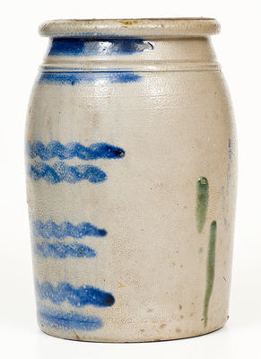 One-Gallon Western Pennsylvania Stoneware Jar w/ Cobalt Stripe Decoration