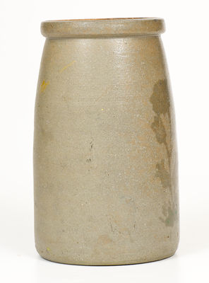 Very Rare Stoneware Canning Jar with Experimental Floral Stencil, Western PA origin, c1880